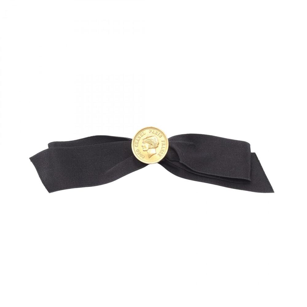 Chanel Ribbon Medallion Brooch Accessory, Gold Plated (GP), Fabric, Women's, ...